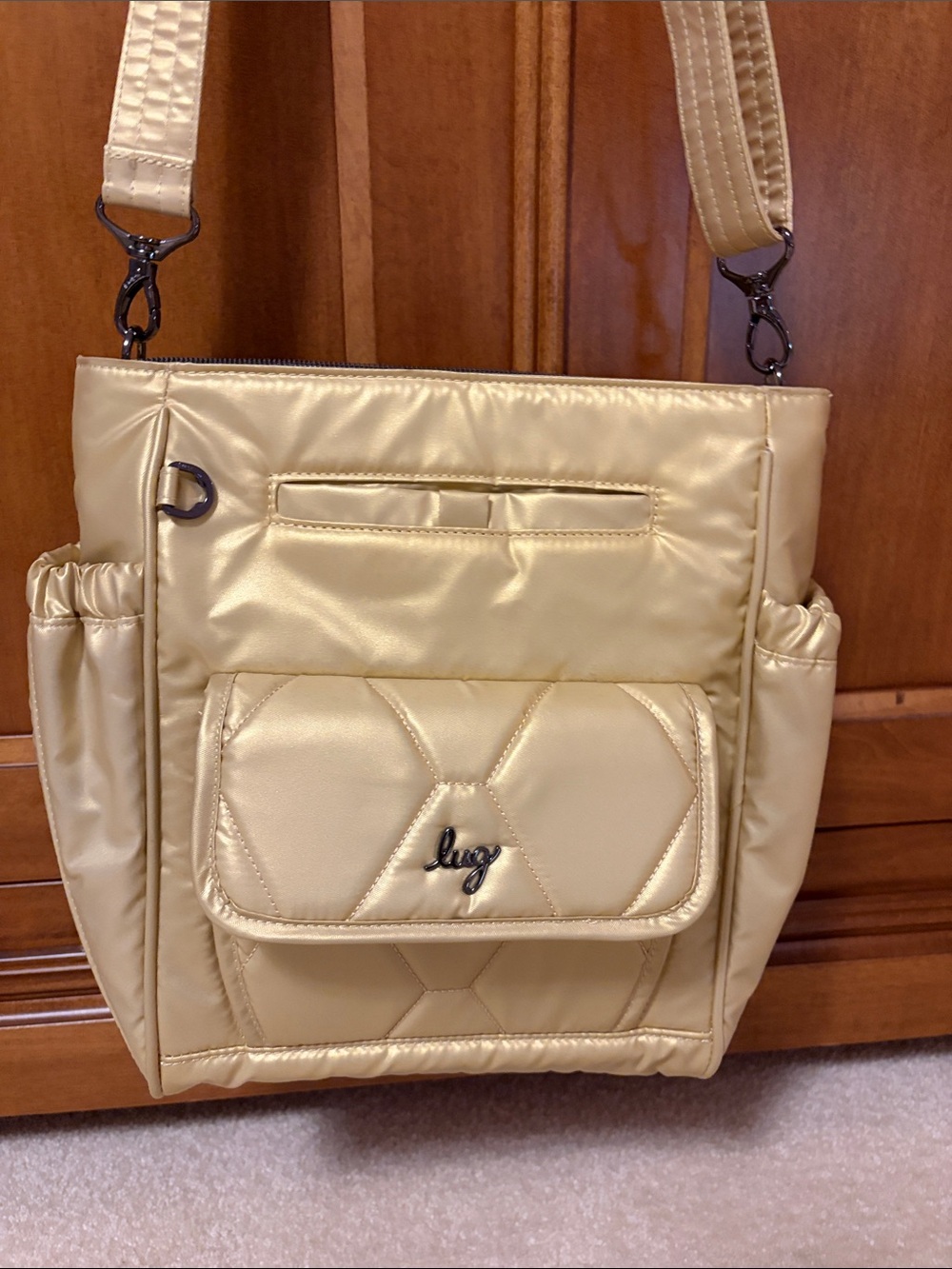 lug Metallic Gold Quilted Crossbody Bag. NWOT
